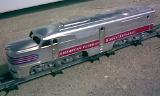 HO Version of S Gauge Silver Streak - Made using Athearn locomotive.