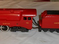 An HO version of the classic S gauge circus Locomotive, which was never produced in HO - Made from Varney streamline Hudson boiler and Gilbert Hudson chassis.